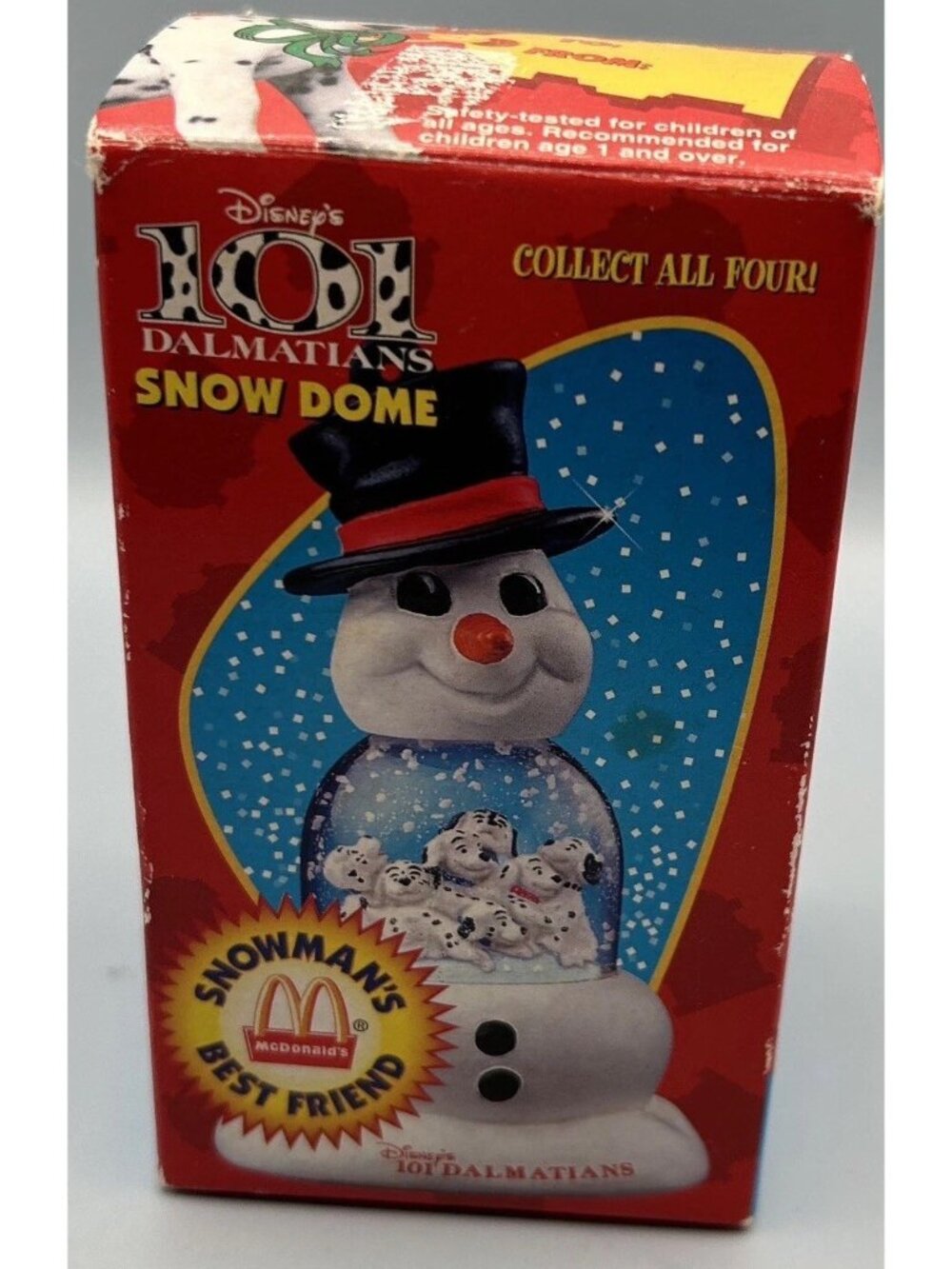 1996 Disneys 101 Dalmatians McDonalds Snowman Snow Globe Christmas Ornament READ